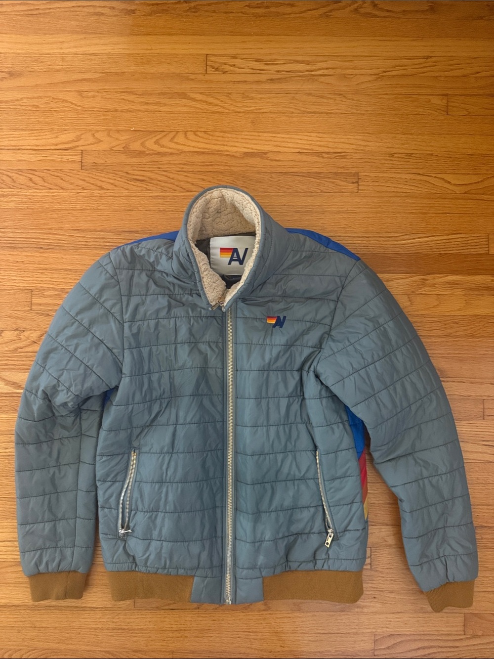 Aviator Nation Light Grey All Seasons Puffer with Sherpa Collar